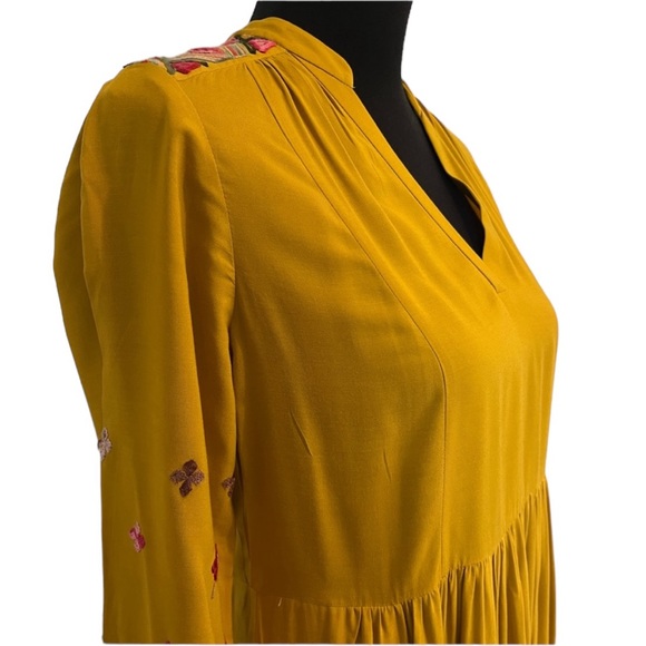 Floreat Mustard Embroidered Dress Size XS - Picture 2 of 8
